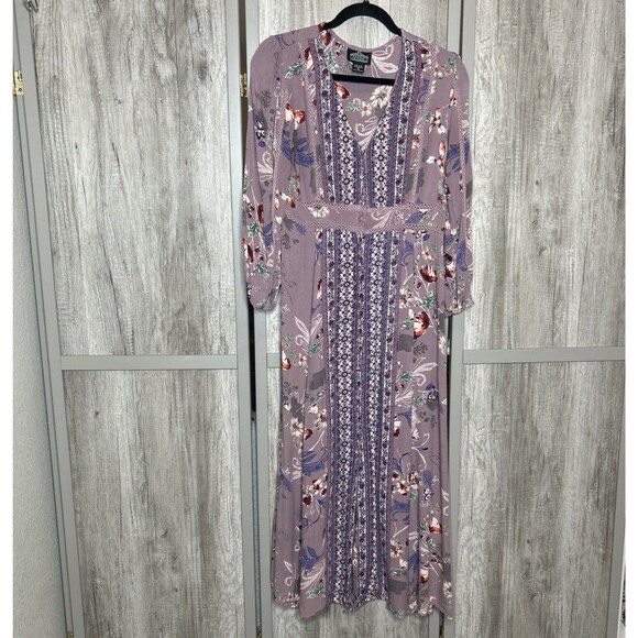 Angie Dresses & Skirts - Angie Maxi Dress Women Size M Button Front Bohemian Festival Floral Purple